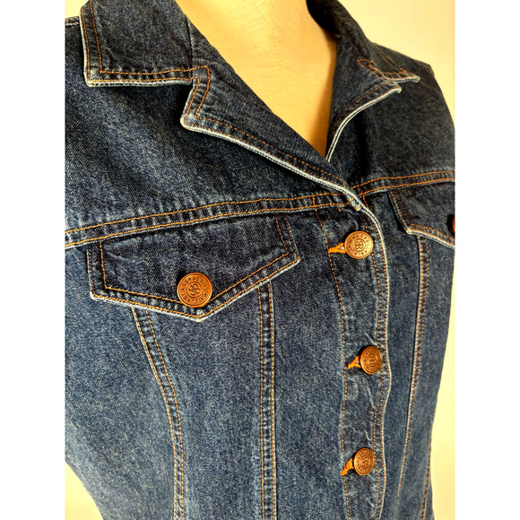 Vintage Bill Blass Denim Vest Western Blue Jean Button Up Pockets 80s 90s Y2k M - Picture 5 of 11